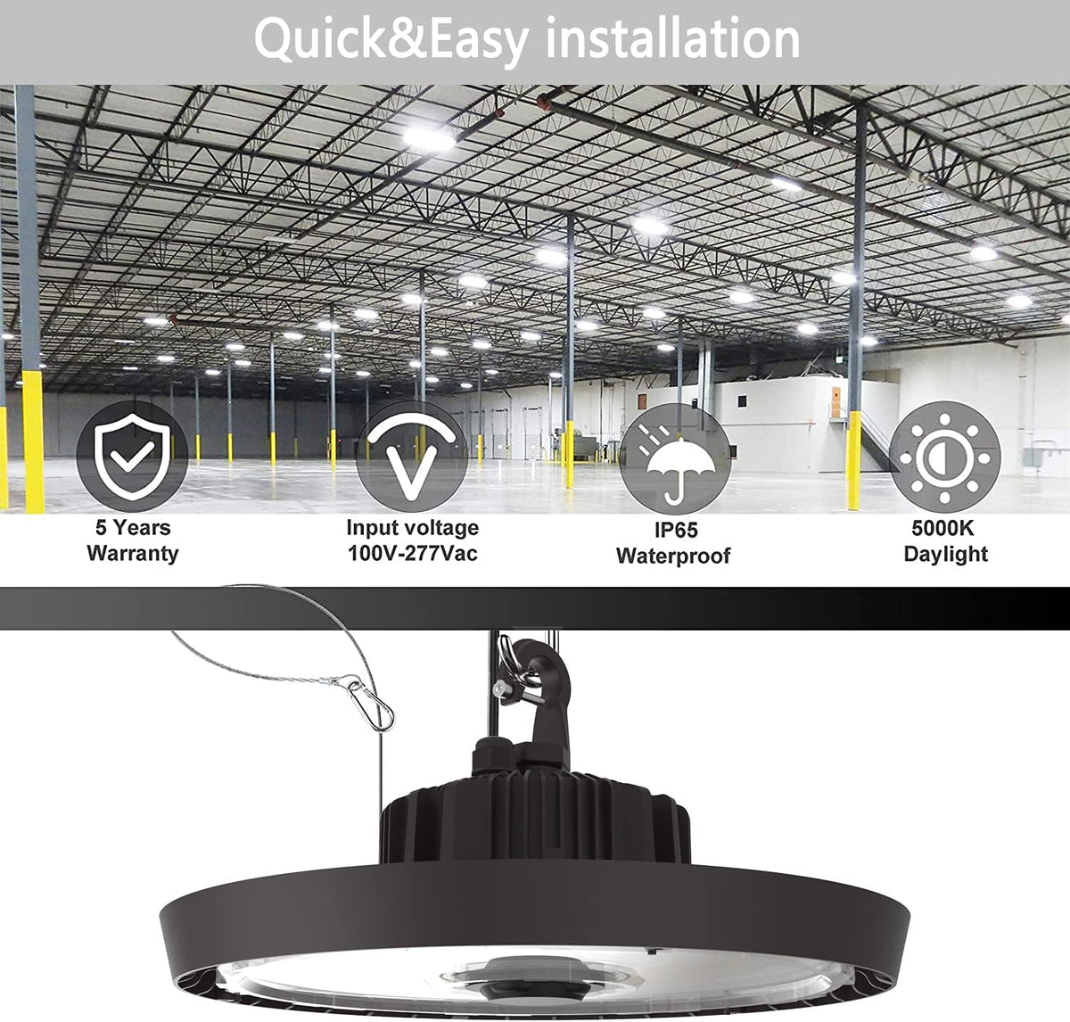 200W 5000K 30000 Lumen LED High Bay Light 8 Pack K76290