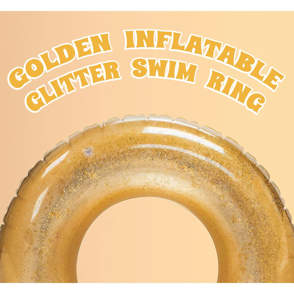 48 Inches Gold Inflatable Tube Swim Ring Pool Float L977
