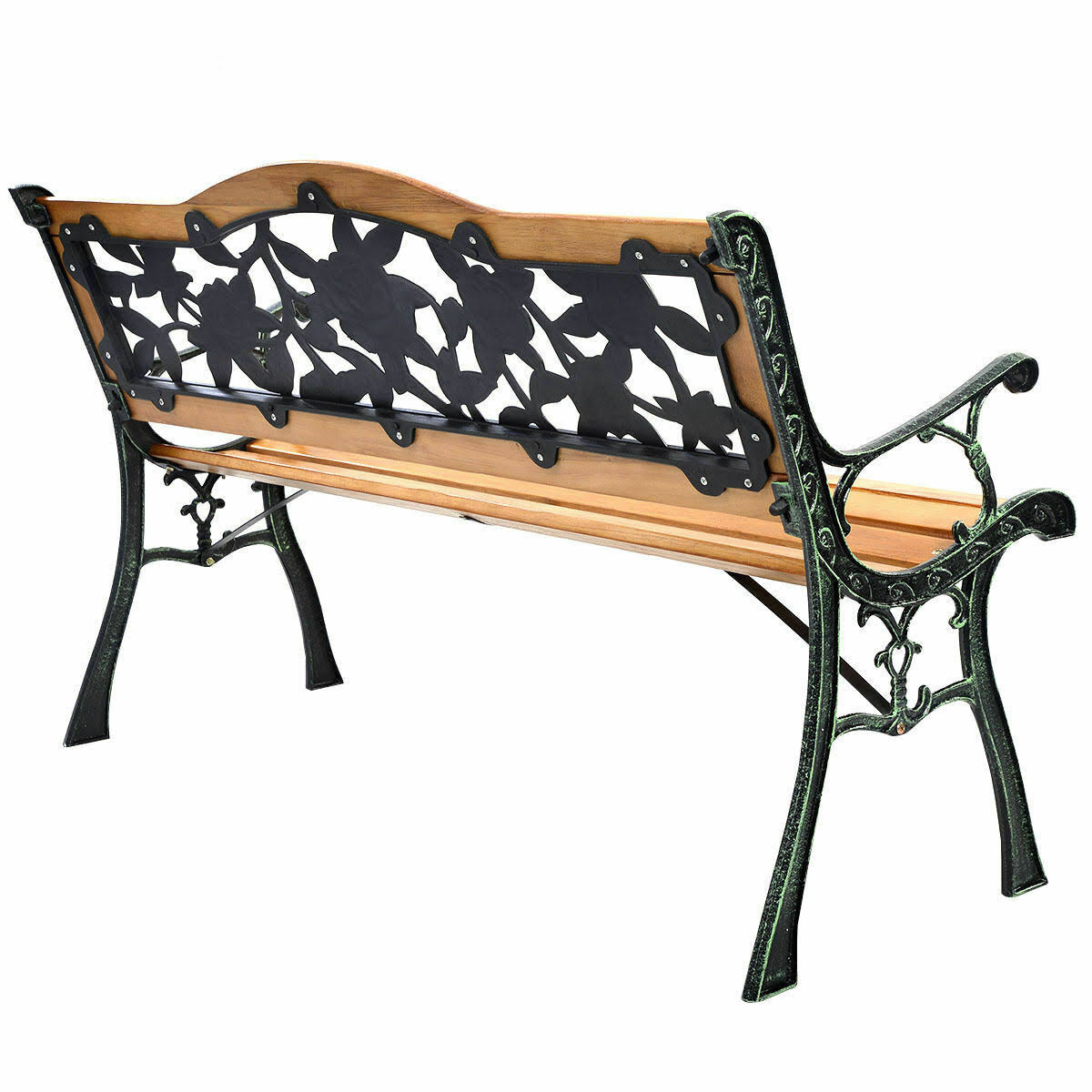 Cast Iron Hardwood Patio Bench O890441