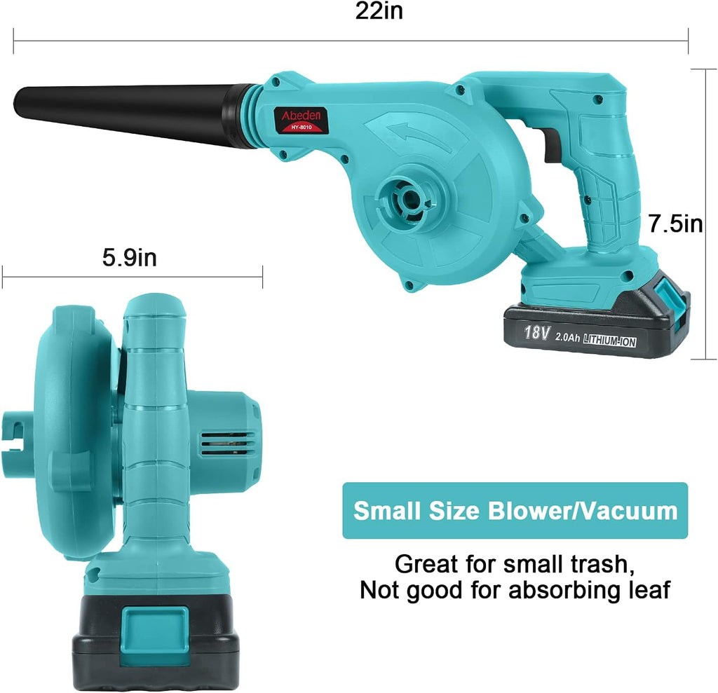 Cordless 2-in-1 Electric Handheld Leaf Blower with 2 Pack 18V 2.0 Ah Lithium Battery N7823