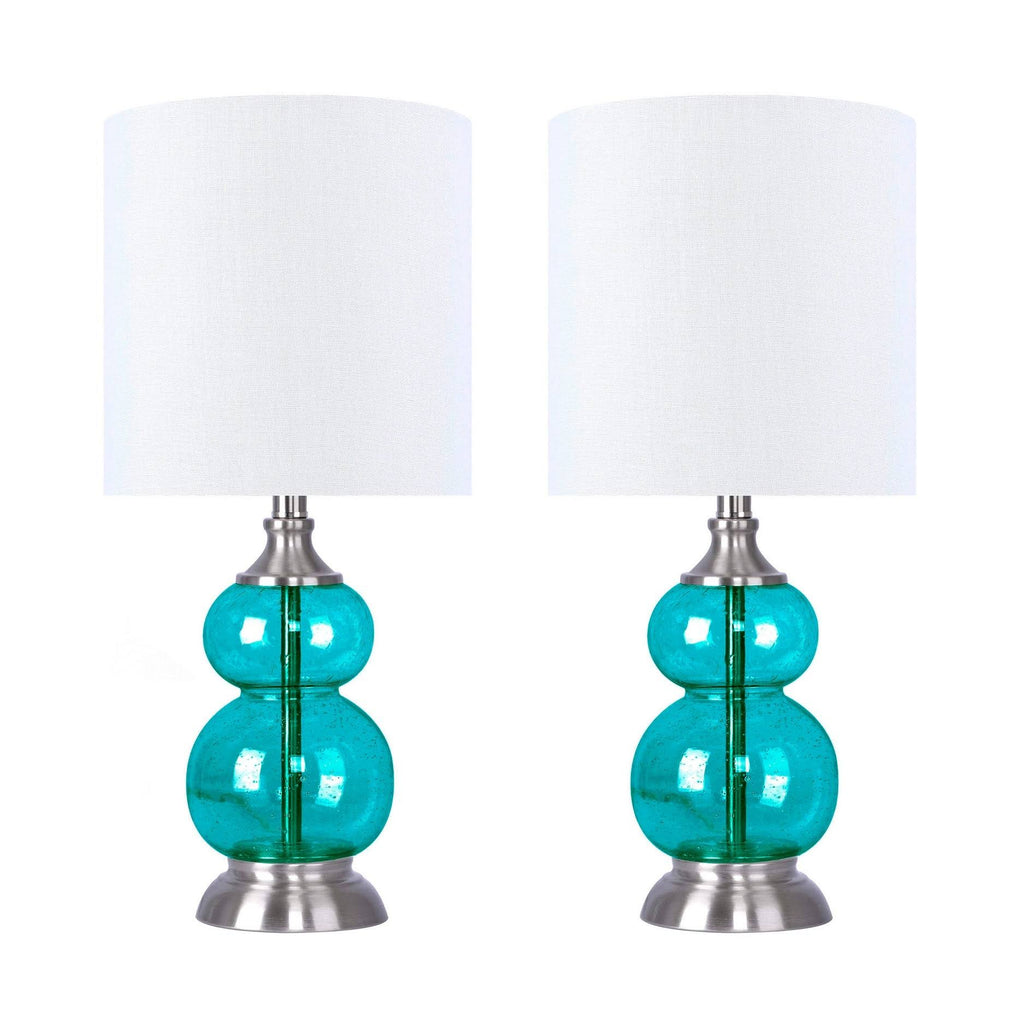 Clear Seeded Glass Accent Lamp Set of 2 U647