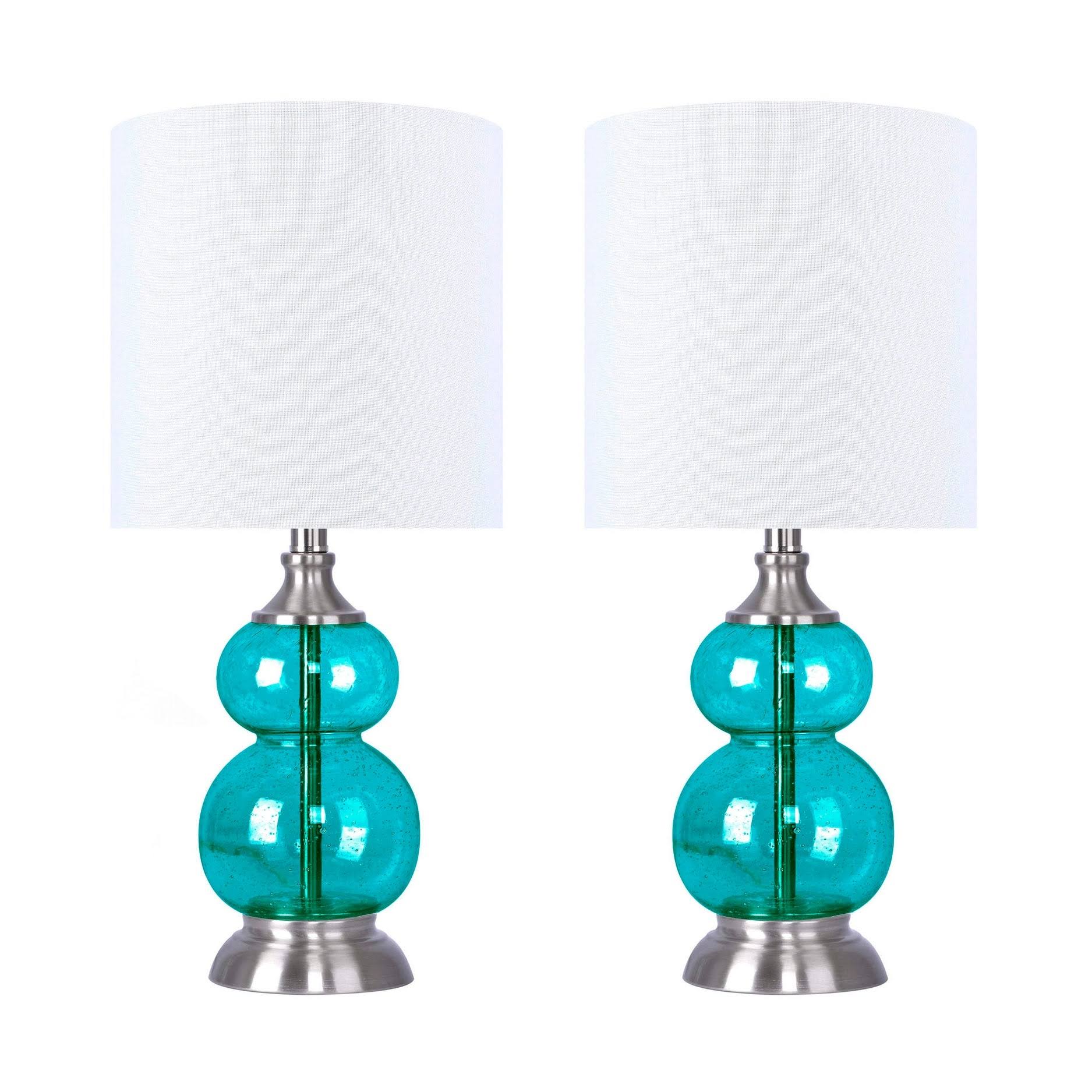 Clear Seeded Glass Accent Lamp Set of 2 U647