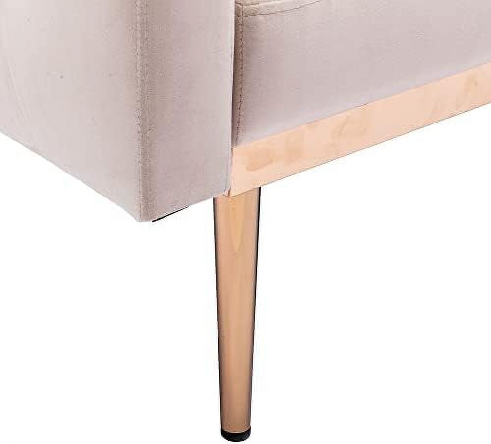 White Convertible Velvet Sofa Bed with 2 Pillows C196685