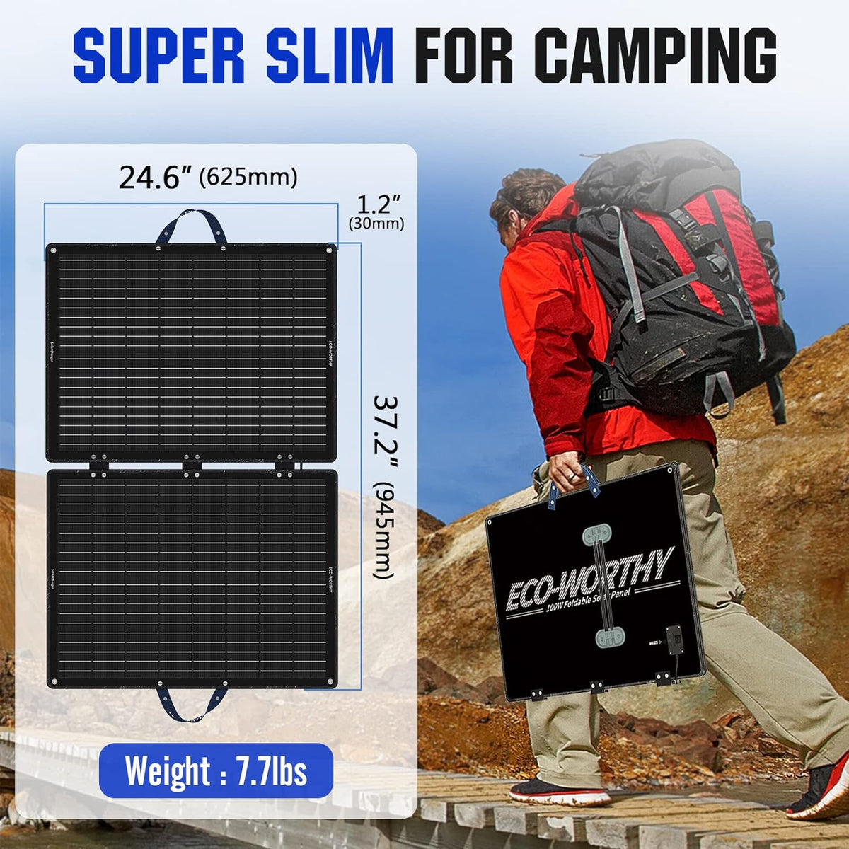 100W Foldable Solar Panel with Adjustable Kickstand Q3579