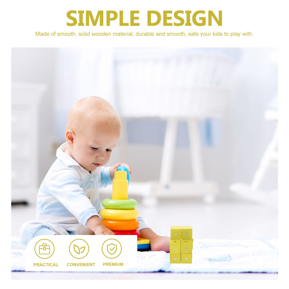 10 Pcs Magnetic Wooden Building Blocks Cube Toy C2465