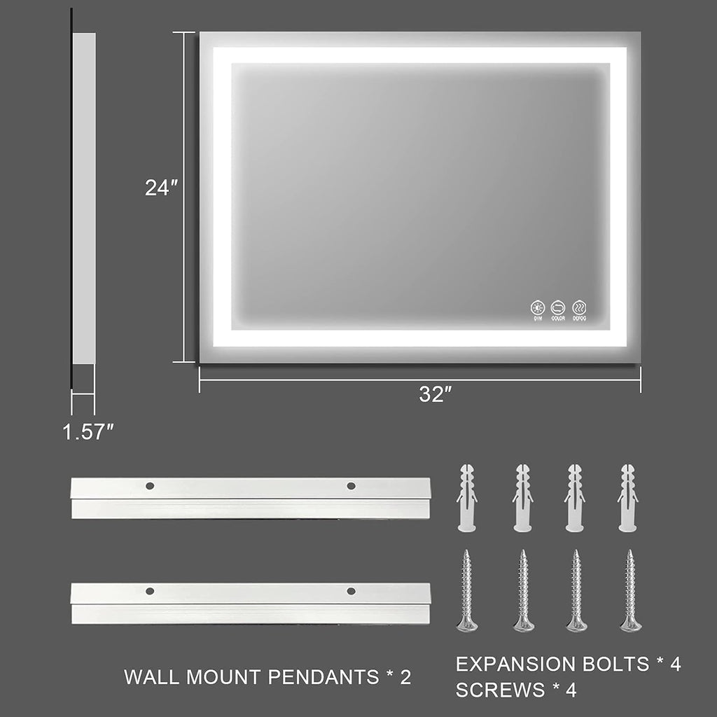 Wall Mounted LED Bathroom Mirror with Anti-Fog N158804
