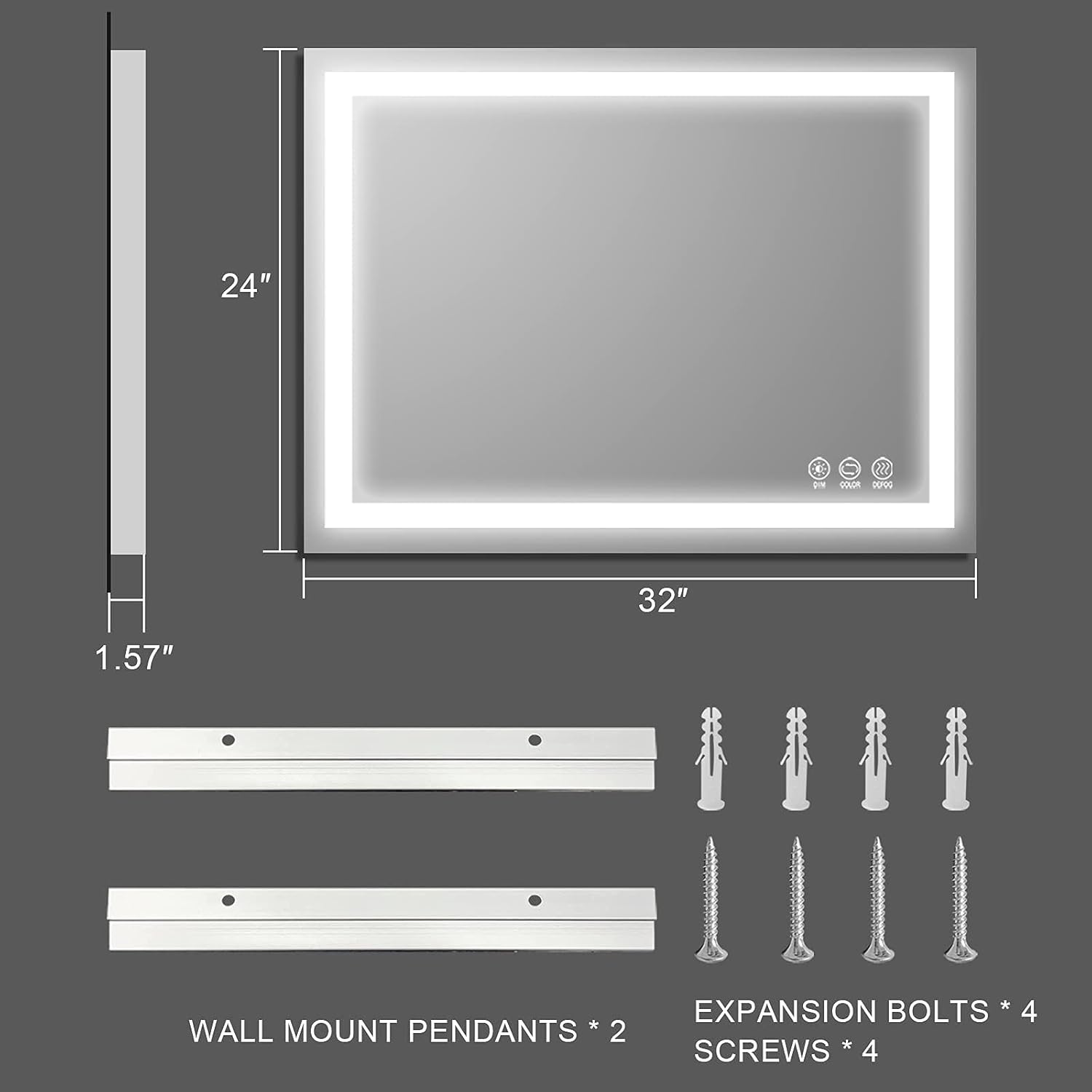 Wall Mounted LED Bathroom Mirror with Anti-Fog N158804