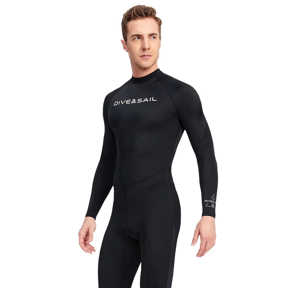 Men One Piece Swimsuit with Back Zipper Quick Dry Long Sleeve Surf Suit E24365