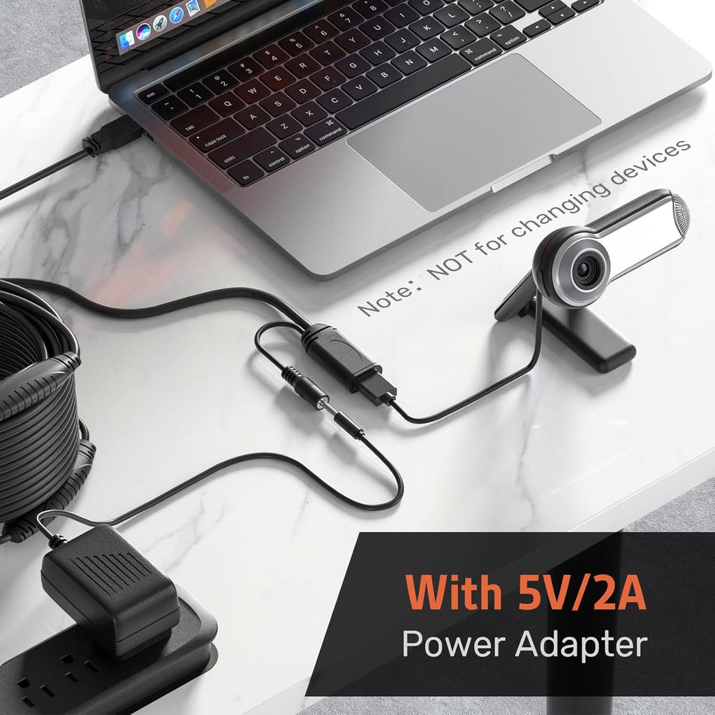 50 Feet Active USB 3.0 Male to Female Extension Cable with Power Adapter Z6378