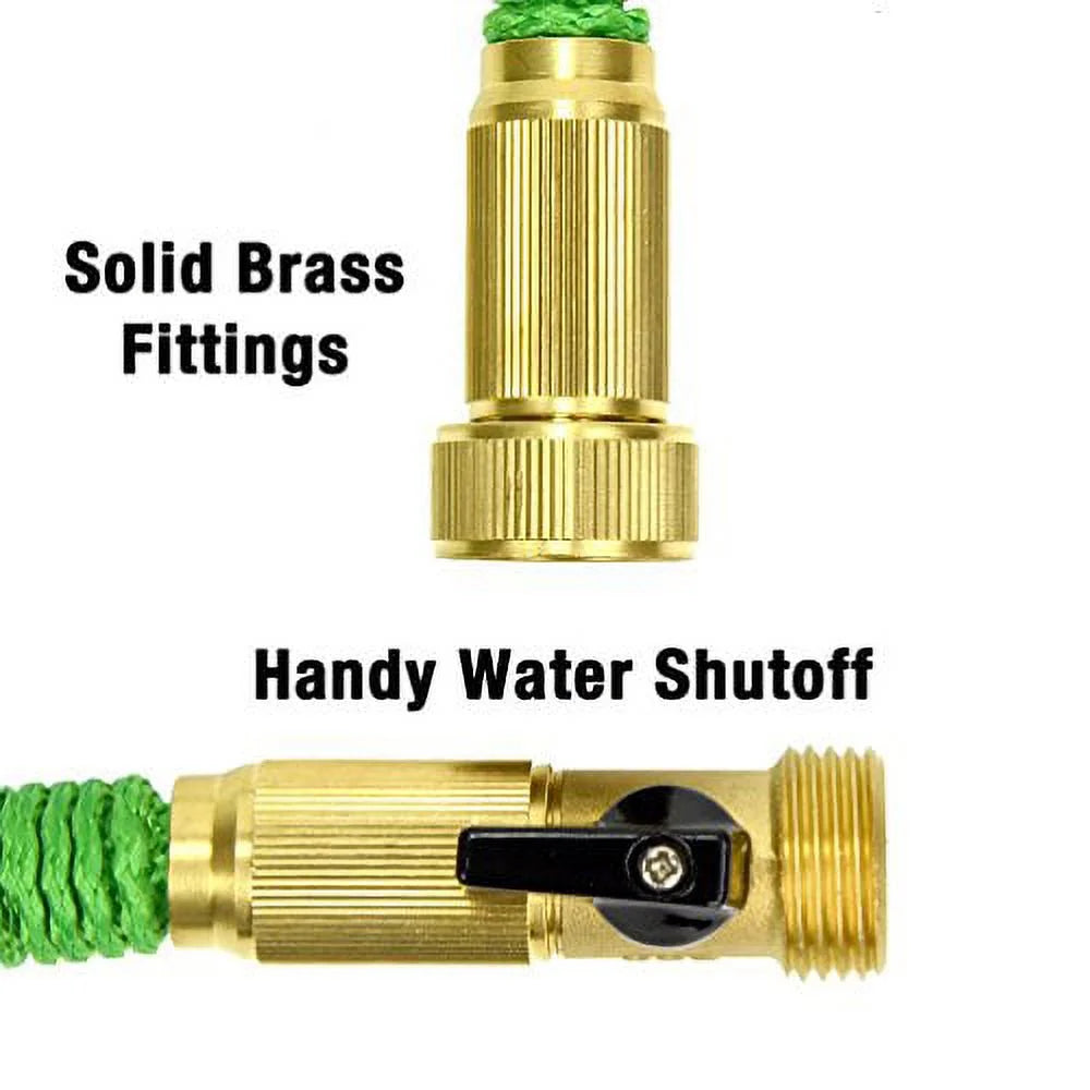 25 Feet Expandable Garden Hose with Brass End and 8 Function Spray Nozzle G636888