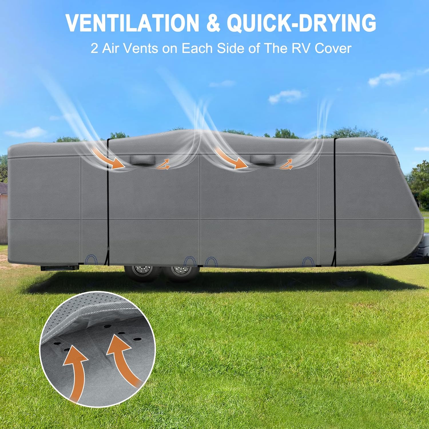 Heavy Duty 5 Layers RV Cover for 26'1 - 28' Motorhome with Gutter Spout Covers N9010