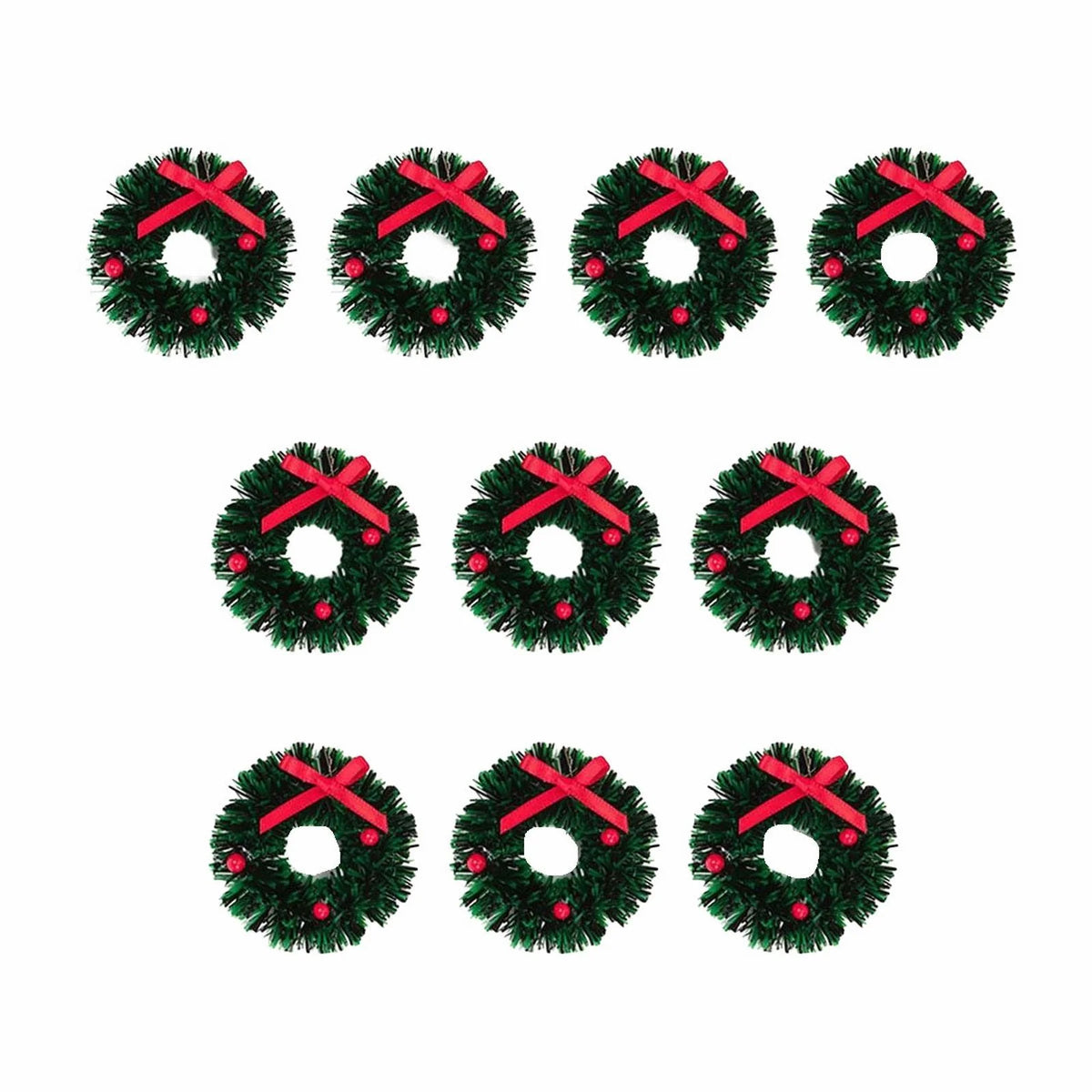10pcs Mini Wreaths Green Dollhouse Decorations H94261
