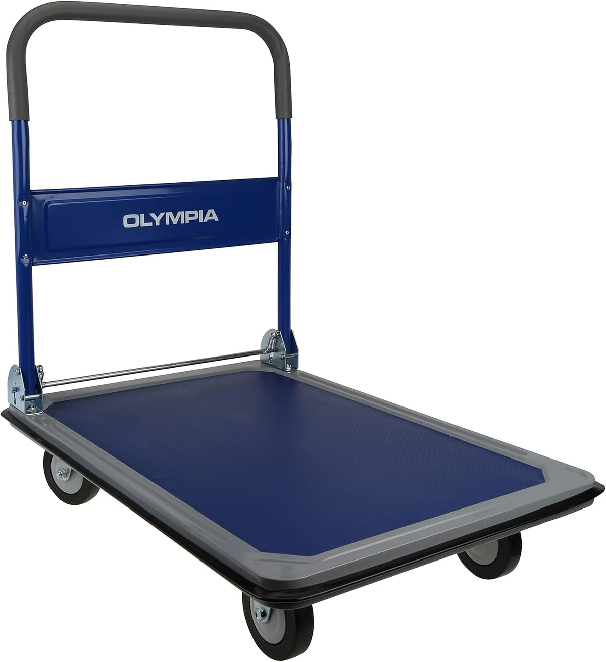 Folding & Rolling Flatbed Cart, Olive Green with Blue Bumper, 600 Lb. Load Capacity, Pack of 2 K9124