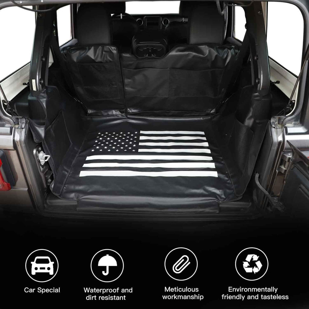 Waterproof Dog Cargo Cover Mat with Corner Protector Washable Durable Pet Trunk Cargo Liner (Black US Flag) G130