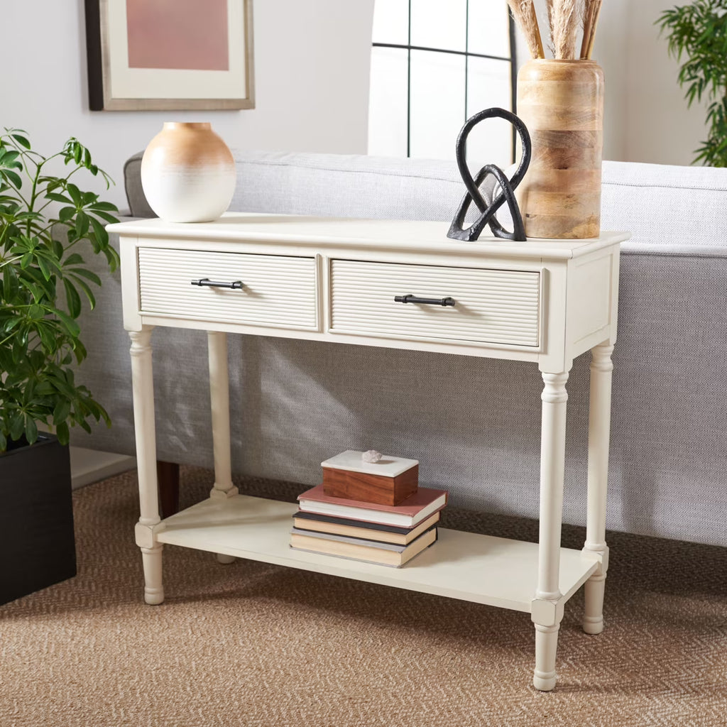 Distressed White 2 Drawer Console Table B540560