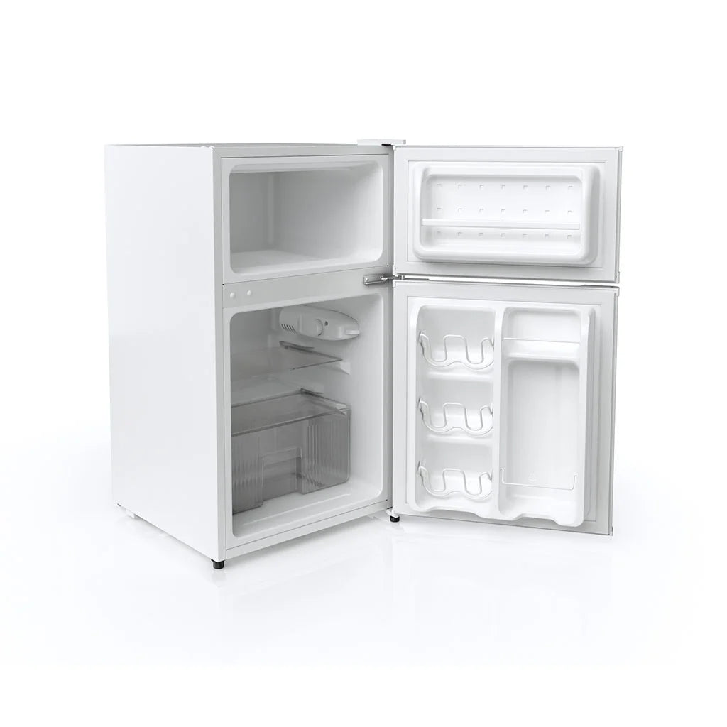 White Two Door Compact Refrigerator F7614