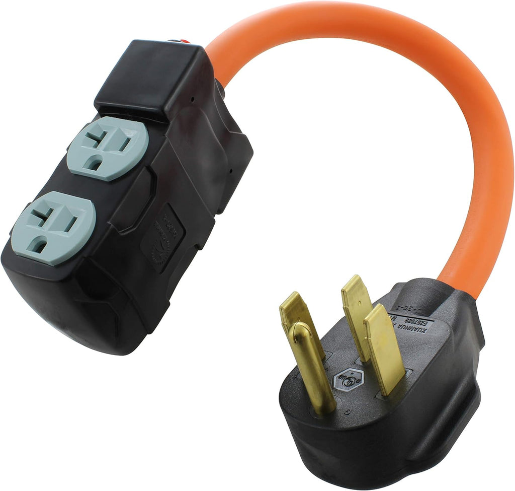 4-Prong 220-Volt Plug to 120-Volt 15/20Amp Household Female Adapter Cord, Pack of 2 P536