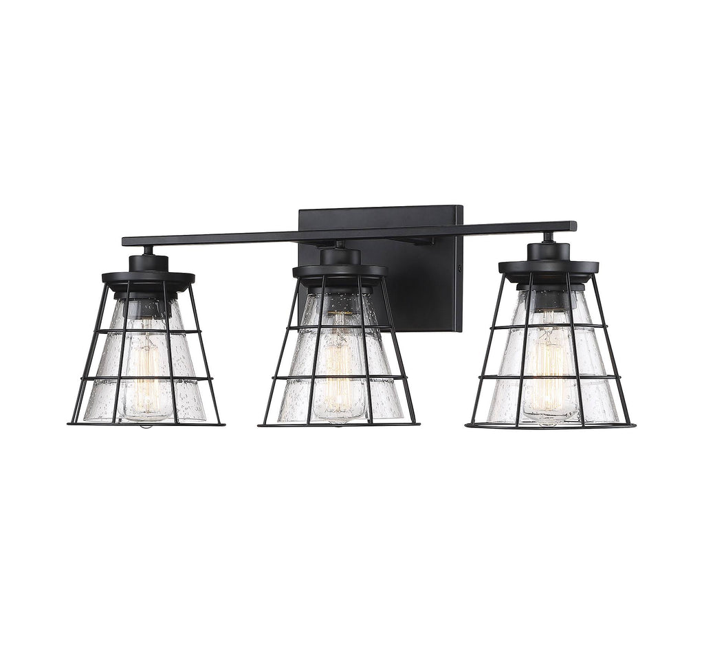3 Light Black Bath Bar I530242