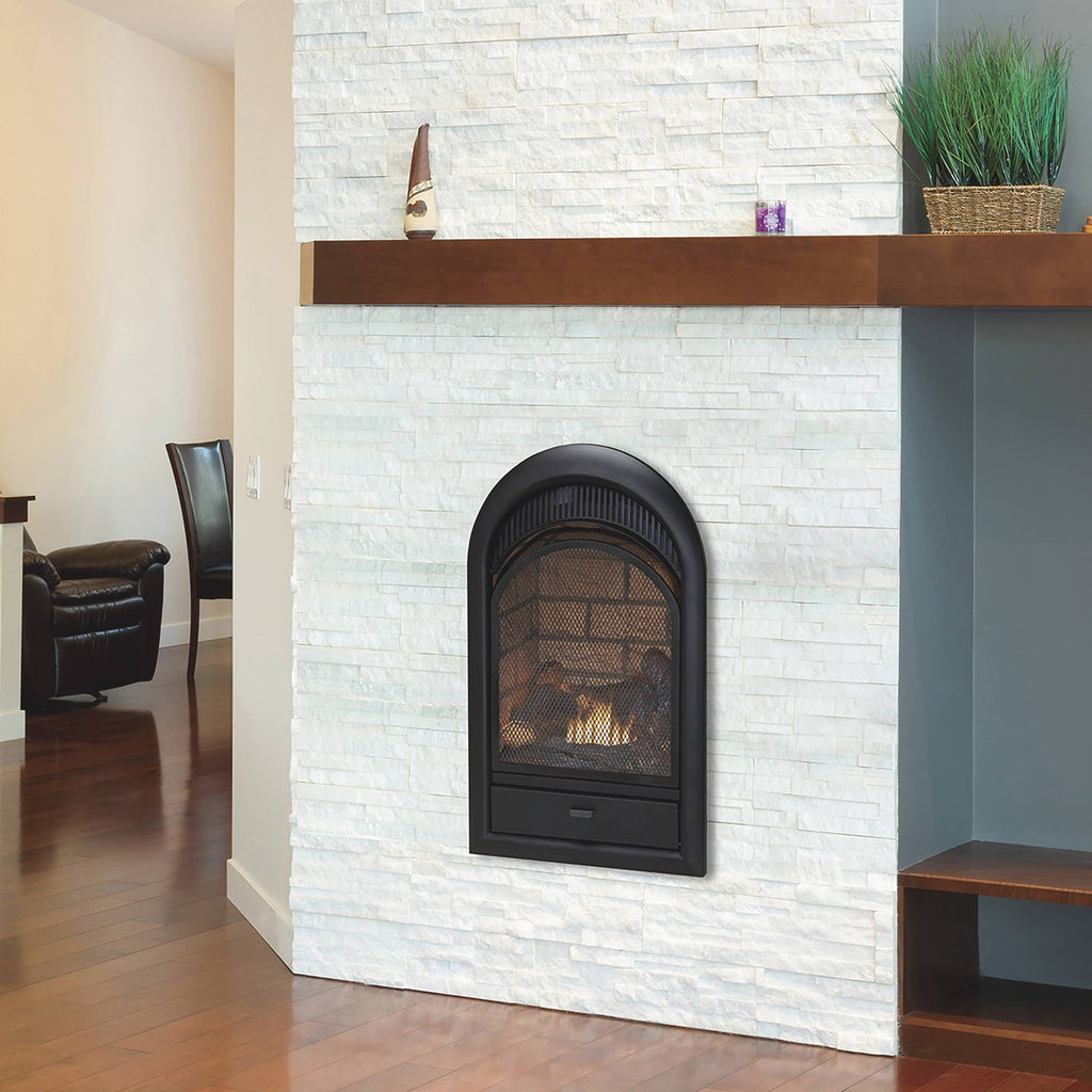 Dual Fuel Ventless Fireplace Insert, 15,000 BTU, Brick Liner F7901