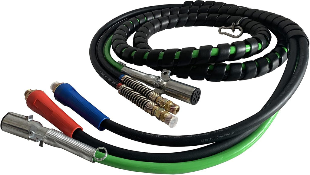 3 in 1 Wrap Air Power Brake Line 12 Ft 7 Way Copper Electrical Cable ABS Wire & Air Line Hose Assembly Heavy Duty Truck Tractor Trailer Parts O519