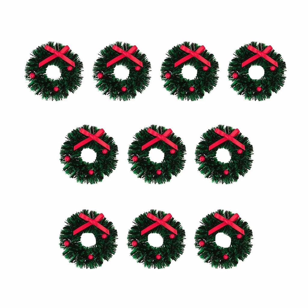 10pcs Mini Wreaths Green Dollhouse Decorations H94261